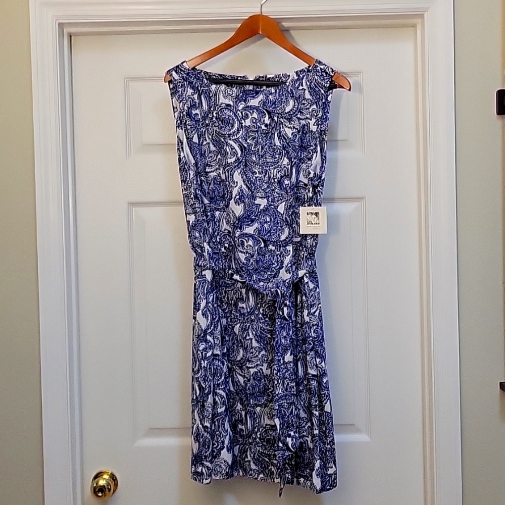 Anne Klein Blue Paisley Sleeveless Fit & Flare Dress NWT